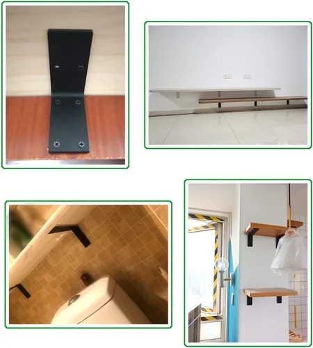 Miniatura 7 de Soporte de estante de hierro sólido industrial rústico para decoración de pared, soporte flotante de 90 grados, soporte de estante de esquina
