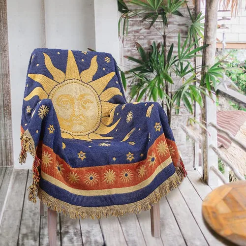 Miniatura 12 de Mantas Boho Reversibles Mantas Tejidas Cubiertas Hippie para Sofá Cama Sillón Reclinable Sofá Tapiz Bohemio Protector de Muebles Colorido
