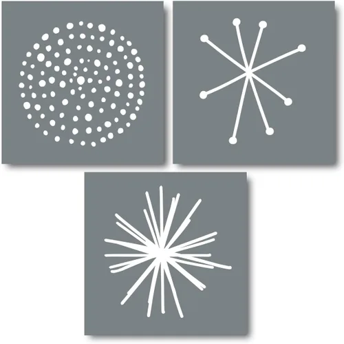 Plantillas Starburst (3 diseños), plantillas grandes de copos de nieve nórdicos para pintar pisos, paredes, azulejos, muebles, tela, madera, cada