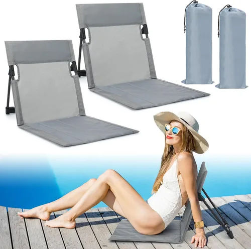 Miniatura 24 de Karenhi Sillas plegables junto a la piscina para borde de la piscina, sillas de playa portátiles con soporte trasero, asientos plegables de piscina