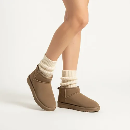 Miniatura 13 de CUSHIONAIRE, Hip 2 - Botas de nieve de gamuza auténtica para mujer, sin cordones, con cómodo forro de piel de oveja sintética + espuma viscoelástica