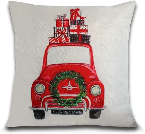 Miniatura 6 de Funda de cojín decorativa con diseño navideño para cama, niños, sofá de 18 x 18 pulgadas, diseño de ciervo dorado con nariz roja, sin relleno