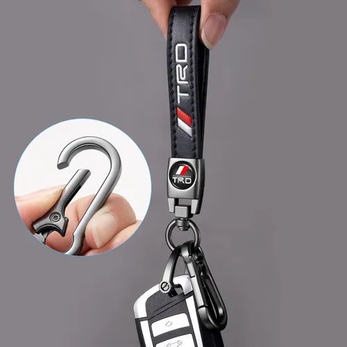 Miniatura 3 de Llavero de cuero genuino para llavero llavero para hombres y accesorios Woean negro, Negro 01
