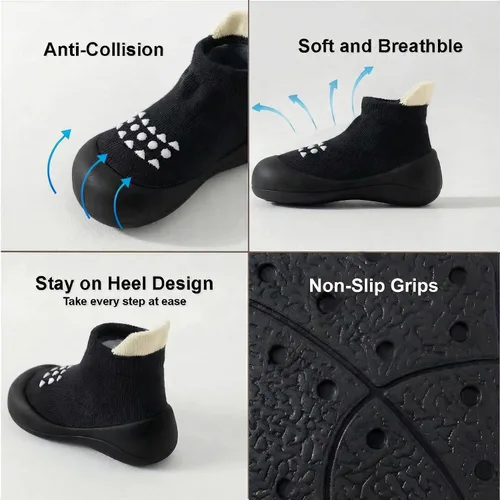 Miniatura 7 de Hstyle Zapatos de calcetín para bebé, zapatos para caminar, antideslizantes, suela de goma suave, para bebés, niños y niñas