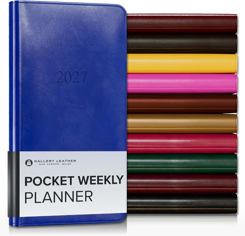 Miniatura 35 de Gallery Leather Agenda semanal y mensual grande 2025-2026, agenda y cuaderno con elegantes bordes de página dorados dorados, 12 meses, cactus Cactus