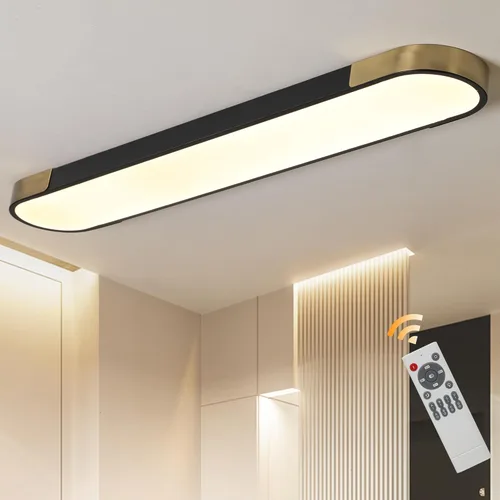 Miniatura 20 de Qcyuui Luces LED de Techo Regulables 46.4'' Accesorios de Iluminación para Cocina de Techo Negro Empotrado con Control Remoto Luz de Techo Lineal