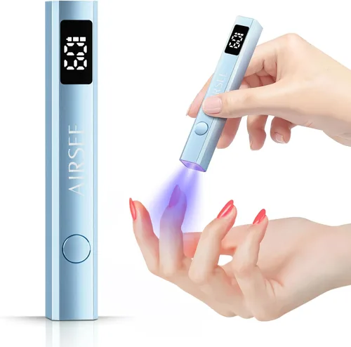 Miniatura 11 de AIRSEE Mini lámpara de uñas inalámbrica, luz UV de mano con pantalla LCD para uñas de gel, secador de uñas USB recargable para secado rápido