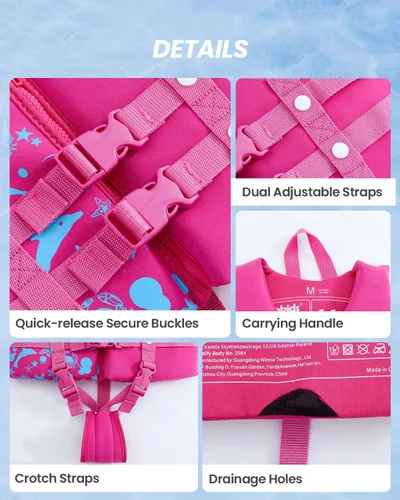 Miniatura 4 de Gogokids Chaleco de natación para niños, flotadores para bebés – Chaleco de flotabilidad para niños y niñas para piscina y playa, para niños de 2 a