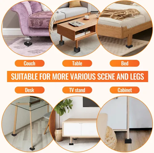 Miniatura 6 de Elevadores de Muebles Resistentes Elevadores de Cama Ajustables Bloques de Elevación 4, 3, 2 pulgadas para Sofá, Sillón, Mesa, Escritorio, Patas