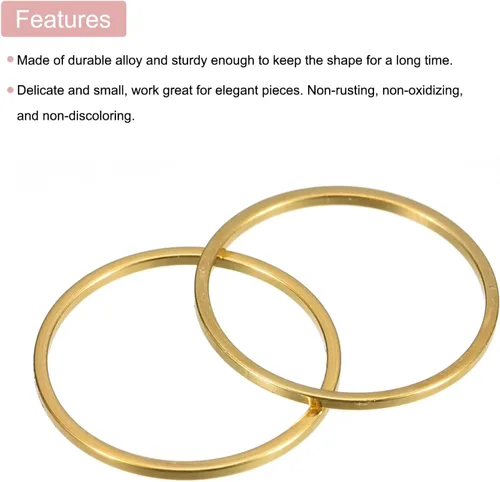 Miniatura 4 de MECCANIXITY Aretes redondos con cuentas, anillos de eslabones circulares para hacer joyas Tono de latón.