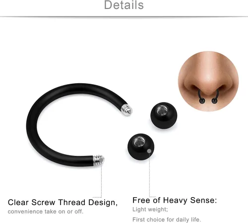 Miniatura 2 de SCERRING Anillos de labio de acero inoxidable de 0.66 oz (16 g) de herradura Labret Monroe, anillos de labio para uñas, tragus rook, hélice