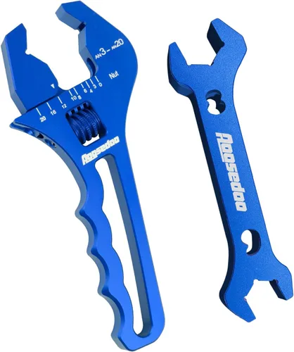 Miniatura 12 de Llave de ajuste ajustable para accesorios AN de 3AN-16AN, llave de manguera de aluminio ligera de extremo plano negro con un zócalo de 6AN-AN8