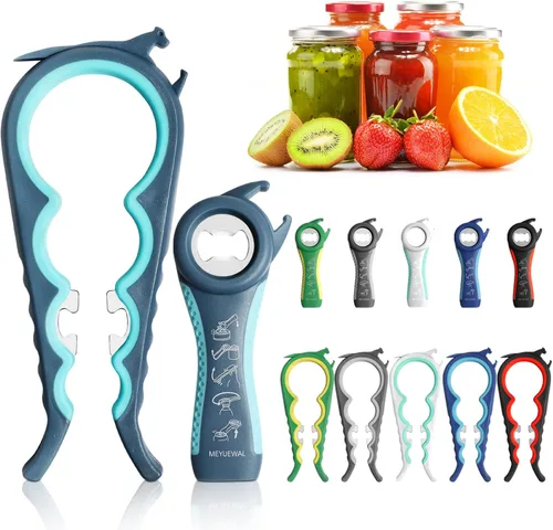 Miniatura 15 de Abrelatas más reciente para manos débiles, kit de abridor de botellas multifunción 6 en 1 con mango de silicona fácil de usar para niños, ancianos
