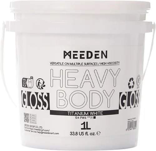 MEEDEN Pintura acrílica blanca de titanio: 1 l/33.8 oz pinturas acrílicas brillantes de cuerpo pesado - Pintura blanca gruesa para lienzo, Blanco
