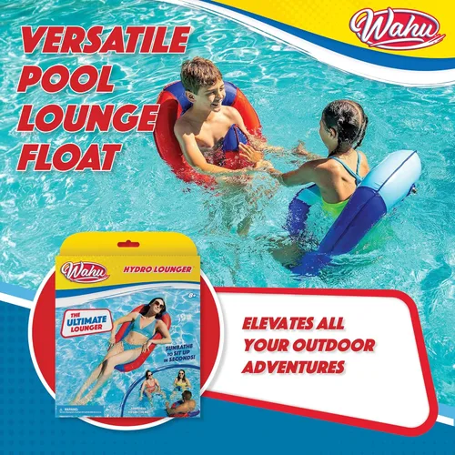 Miniatura 3 de Wahu Hydro Lounger - Flotador versátil para tomar el sol, tumbona inflable para playa y piscina con válvula de inflado/desinflado, rojo/azul