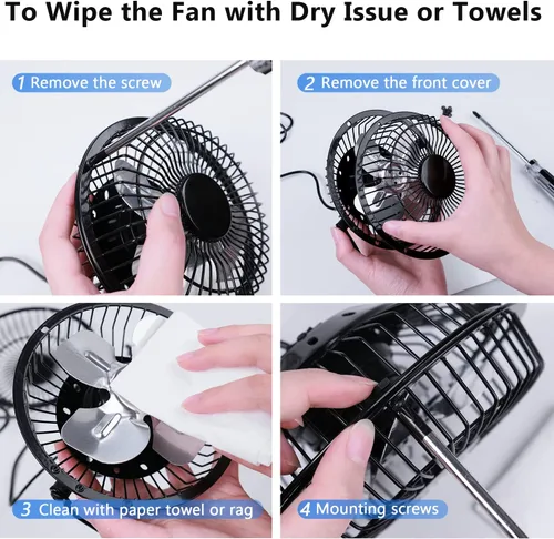 Miniatura 7 de Zuvas Ventilador de escritorio, silencioso y pequeño, ventilador USB de rotación de 360°, ventilador de mesa portátil de 2 velocidades, mini Negro