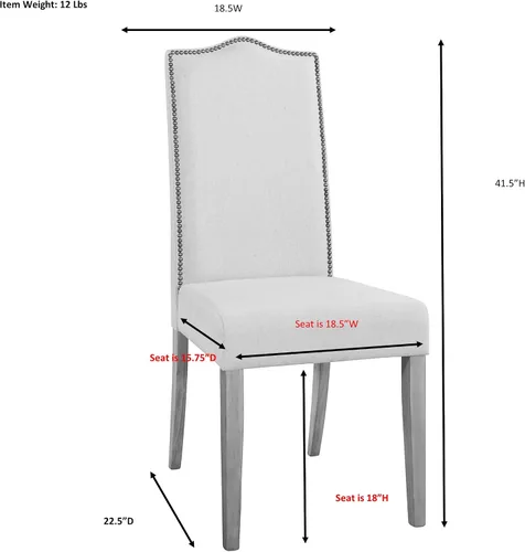 Miniatura 3 de Carolina Chair & Table Silla Parson con respaldo copetudo con ribete de clavos, marco de madera maciza con asiento y respaldo de espuma, sillas