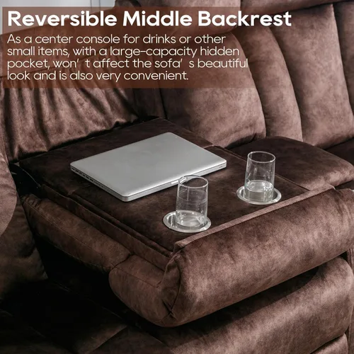 Miniatura 6 de GUEAPY Sofá reclinable con calor y masaje, sofá reclinable con mesa abatible, sofá reclinable de 3 plazas para sala de estar, asientos de cine