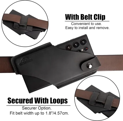 Miniatura 4 de Topstache Funda de cuero para teléfono celular para iPhone 17/17 Pro/16/16 Pro - Funda para teléfono celular con clip para cinturón para hombres