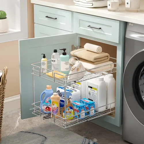Miniatura 4 de ROOMTEC Organizador de armario extraíble de 20 pulgadas de ancho x 21 pulgadas de profundidad, organizador de armario de cocina y almacenamiento