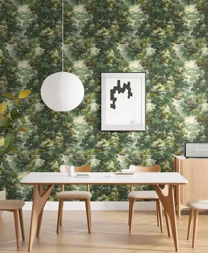 Miniatura 6 de Papel tapiz de bosque para despegar y pegar, papel de contacto verde, papel tapiz de árbol de bosque, papel tapiz botánico de bosque, autoadhesivo