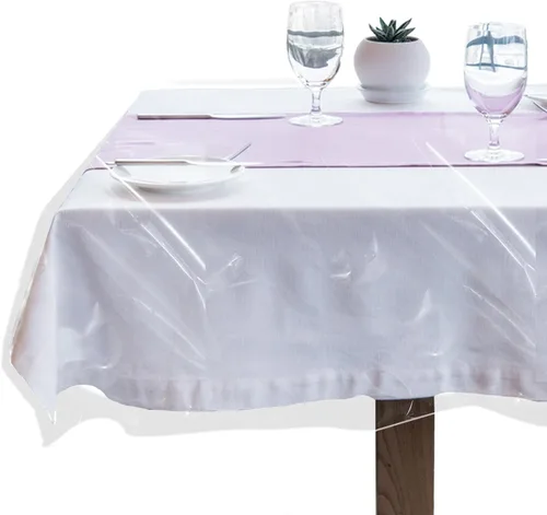 Miniatura 10 de LAMINET Protector de Mantel de Plástico Transparente – Cubierta de Mesa de Vinilo Resistente de Lujo – 54" Cuadrado – Cristalino, Fácil de Limpiar.