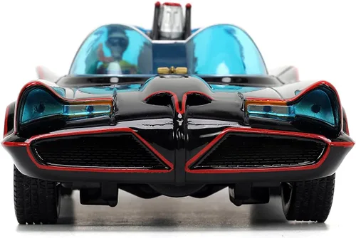 Miniatura 5 de Toy Cars DC Comics Serie de TV clásica 1:24 Batman Batmobile - Coche fundido a presión y figuras de Batman, Robin, Pingüino y el Joker de 2.75