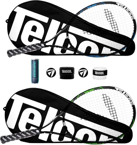 Teloon Raquetas de tenis para adultos, 2 piezas, raqueta de tenis recreativa de 27 pulgadas para hombres y mujeres, estudiantes universitarios,