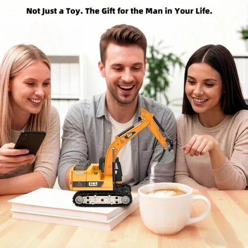 Miniatura 6 de Miniexcavadora a control remoto, juguetes de vehículos de construcción de aleación RC 1:64, herramientas STEM para aprender programación para niños