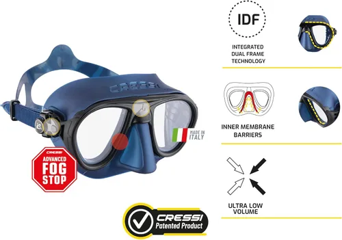 Miniatura 2 de Cressi Máscara y esnórquel diseñados desde apnea y buceo - Sistema antivaho y máscara de bajo volumen - Snorkel flexible y plegable - Calibro y Negro