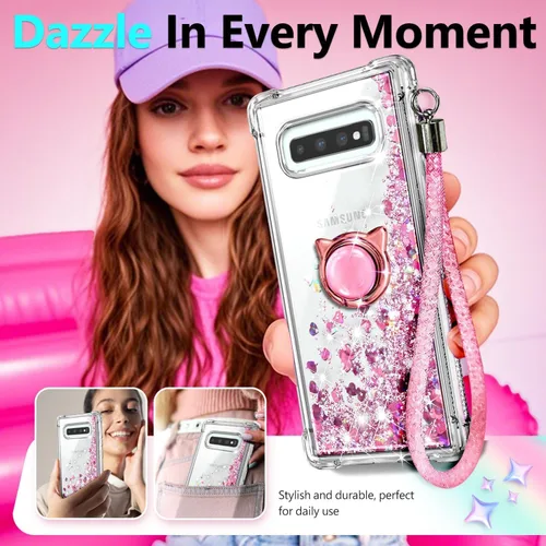 Miniatura 264 de NGB - Funda de teléfono diseñada para Samsung Galaxy S9+ Plus, morado/azul, con purpurina líquida para mujeres y niñas, con protector de pantalla