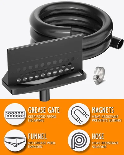 Miniatura 5 de Recolector de grasa trasero mejorado para plancha Blackstone, embudo de grasa trasero, trampa de grasa integrada, accesorios innovadores