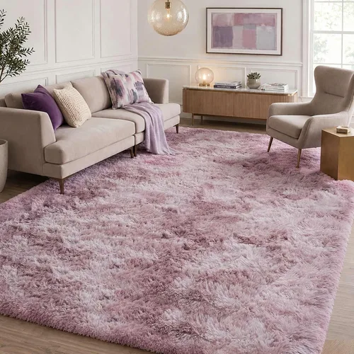 Miniatura 16 de Alfombra mullida de 5 x 8 pies, apta para mascotas, de fácil cuidado, ultra suave, con respaldo antideslizante, moderna alfombra de felpa mullida