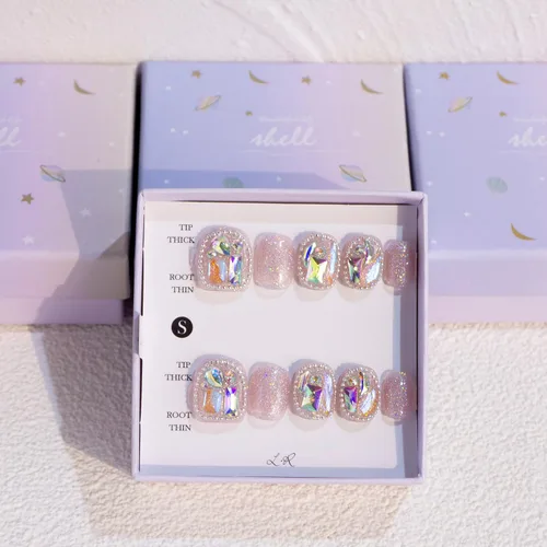 Miniatura 25 de LIGHT RAIN - Uñas a presión medianas con diseño de galaxia Andromeda, de lujo, reutilizables, de siete capas, con acabado UV, uñas postizas hechas a