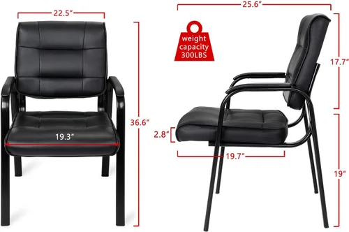 Miniatura 3 de SUPER DEAL Silla de oficina para invitados, silla auxiliar ejecutiva de cuero regenerado, silla de recepción con marco de metal sólido, muebles