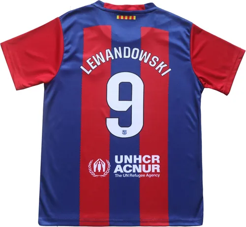 Miniatura 3 de Juego de calcetines cortos de fútbol para niños 20232024 Barca Home #9 Robert Lewandowski Football Soccer Kids Jersey, tallas juveniles
