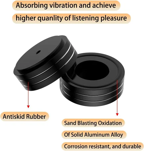 Miniatura 3 de Viborg Altavoces de alta fidelidad, almohadillas de aislamiento para pies de 2.283 x 0.866 in, 4 amortiguadores de audio de aluminio, aislador