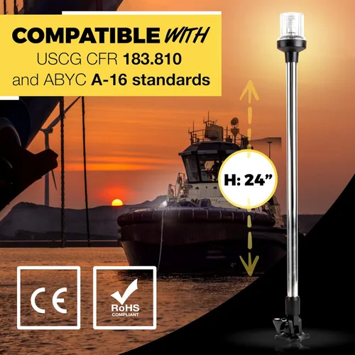 Miniatura 2 de EVERBEAM Luz de anclaje ajustable de acero inoxidable P800 para barcos de pesca y embarcaciones marítimas - Proporciona visibilidad de 360 grados