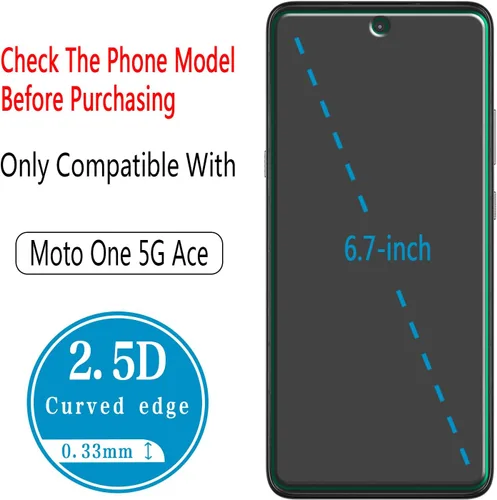 Miniatura 3 de Protector de pantalla de vidrio templado diseñado para Motorola Moto One 5G Ace, antiarañazos, sin burbujas