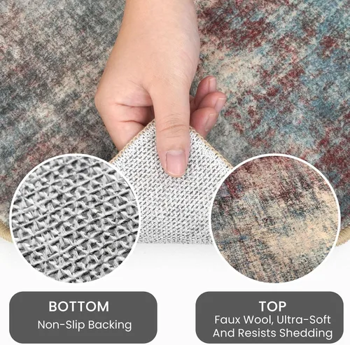 Miniatura 74 de IOHOUZE Alfombra abstracta lavable de 3 x 12 pies para pasillos, antideslizante para cocina, camino de entrada de lana sintética para interiores