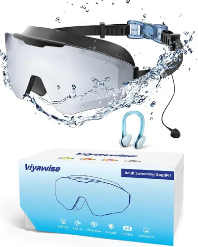 Miniatura 7 de Gafas de natación con tapones para los oídos, gafas de natación antivaho UV de visión amplia, lentes UV de 3 colores para hombres, mujeres y niños