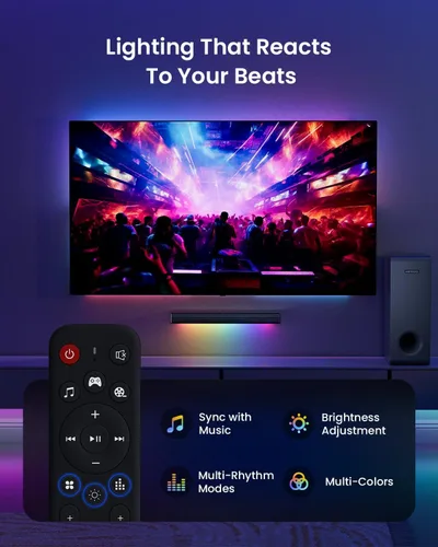 Miniatura 9 de MEREDO Barra de sonido para Smart TV 160W 3.1CH PC Gaming Barra de sonido con subwoofer RGB Iluminación Audio Sincronización Sistema de sonido