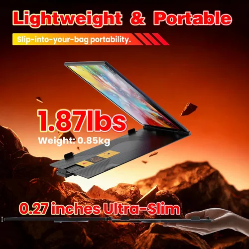Miniatura 7 de Extensor de pantalla para portátil de 0.27 pulgadas, ultrafino, 14 pulgadas, FHD 1080P IPS, monitor portátil dual, USB-C/HDMI Plug & Play, extensor