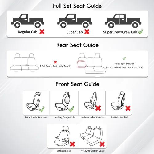 Miniatura 7 de Huidasource Fundas de asiento para Ford, funda de cojín de cuero para asiento de camioneta compatible con Ford F150 SuperCrew 2015-2025 y 2017-2025