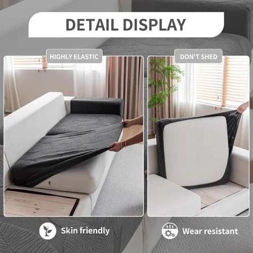 Miniatura 5 de QIANMEW - Fundas para cojín de sofá para sofá modular y en forma de L, fundas de sofá elásticas y suaves lavables, fundas protectoras de muebles