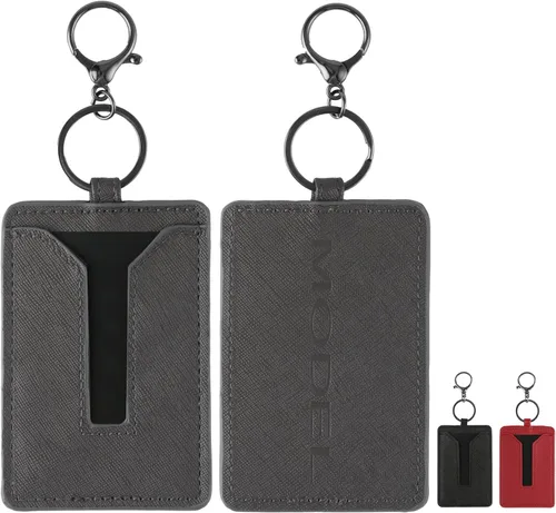 Miniatura 7 de Amiss Clip para llave de automóvil, funda de cuero y llavero de metal para Tesla Model 3 y Model Y, accesorios exteriores para interior del Negro