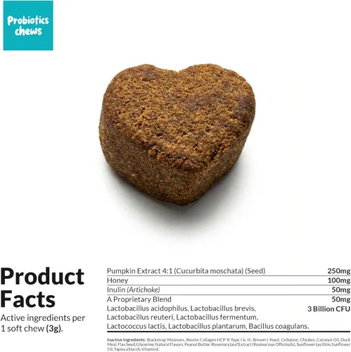 Miniatura 8 de Probióticos para perros - Apoyo digestivo y diarrea - 90 masticables suaves - Formulado por veterinarios - Salud intestinal y apoyo inmunológico