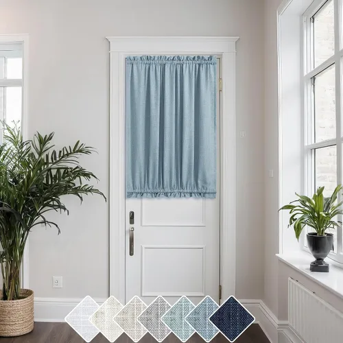 Miniatura 14 de KOUFALL Cortinas de luz lateral para puerta de 72 pulgadas de largo para ventanas laterales, mezcla de lino, protección de privacidad, filtrado