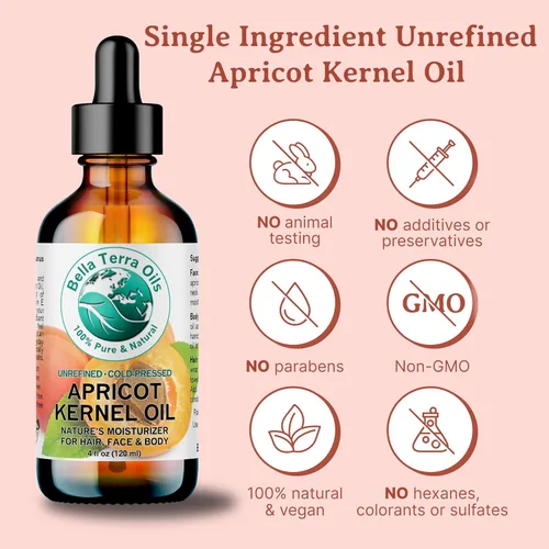 Miniatura 4 de Bella Terra Oils - Aceite de semilla de albaricoque orgánico 8 onzas - Abraza la riqueza de los granos de albaricoque orgánico amargo, enriquecido