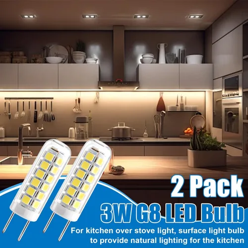 Miniatura 7 de Paquete de 2 bombillas LED G8 para microondas GE, 3 W, 120 V, 330 lúmenes, luz diurna 6000 K, reemplazo halógeno regulable de 25 W, compatible